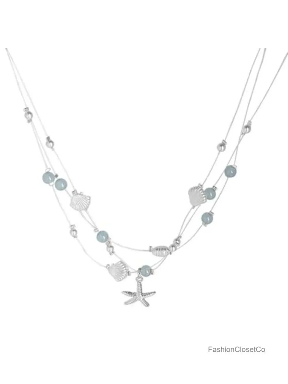 Natural Starfish Shell Pendant Necklace for Women, Adjustable Beach Jewelry